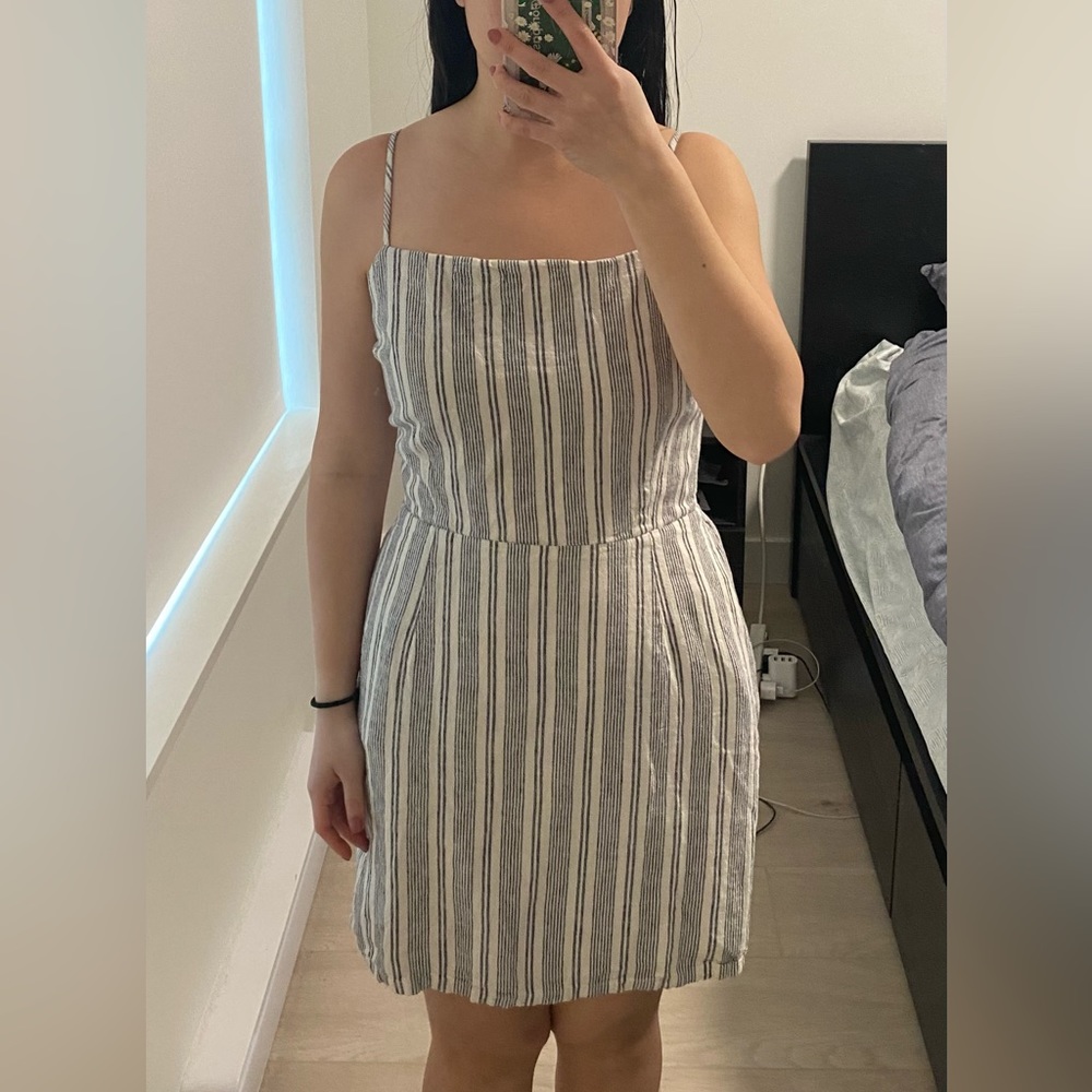 Garage Striped Tie Up Dress